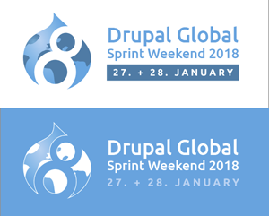 Drupal 8 signet as a globe + Drupal Global Sprint Weekend 2018, Date in byline